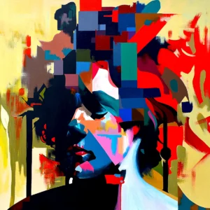 Beyond the Storm abstract portrait painting by Paul Kneen