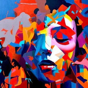 Chaos in Creation abstract portrait painting by Paul Kneen