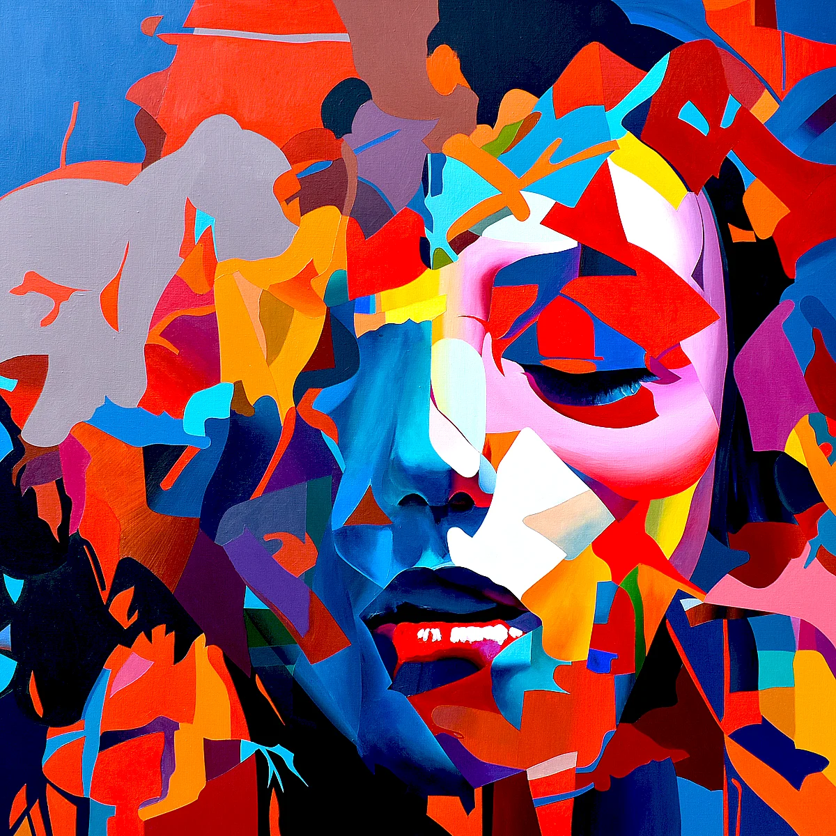 Chaos in Creation abstract portrait painting by Paul Kneen