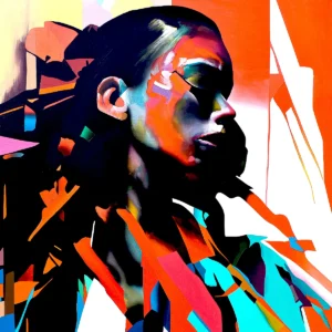 Shine Through the Storm abstract portrait painting by Paul Kneen