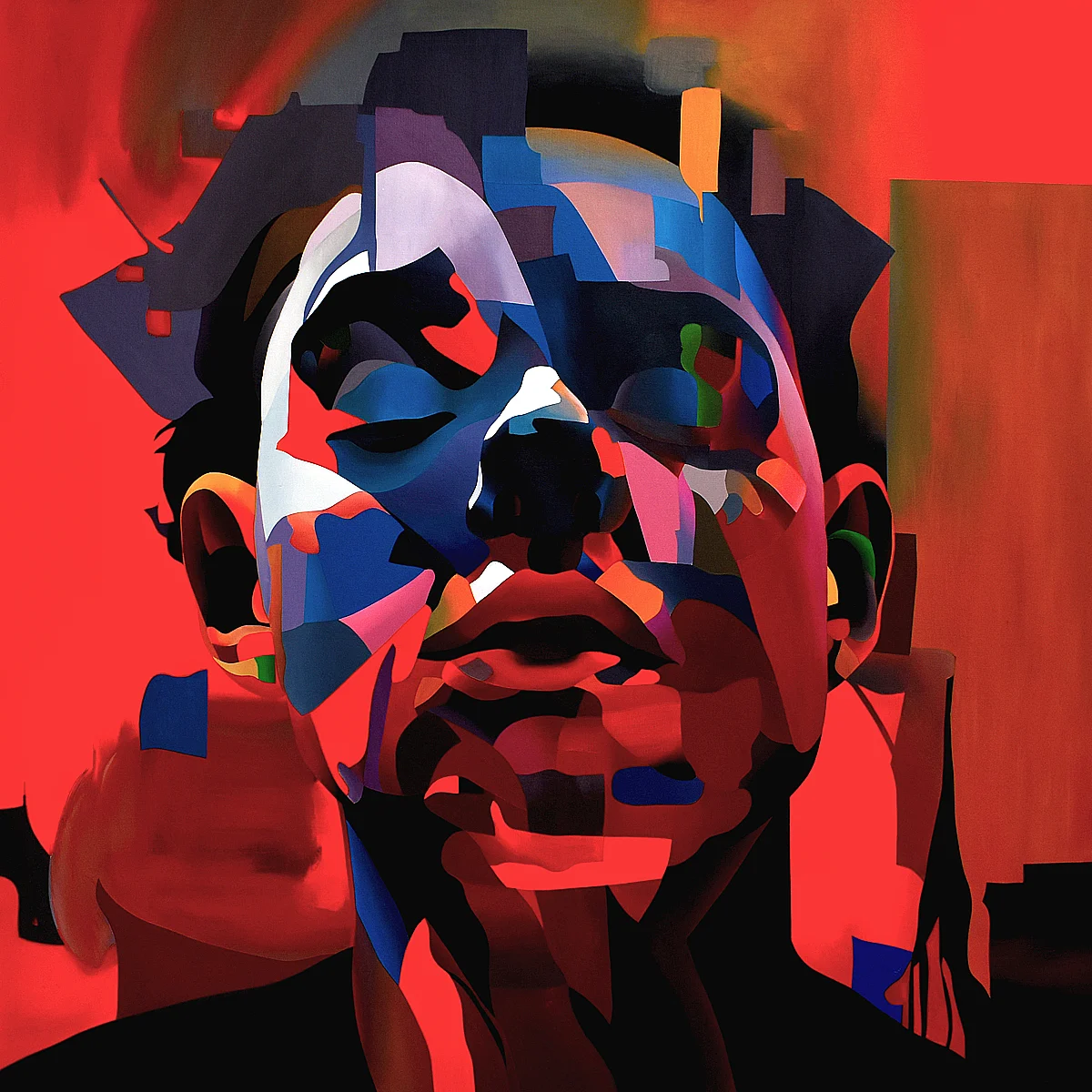 The strength of Tomorrow abstract portrait painting by Paul Kneen