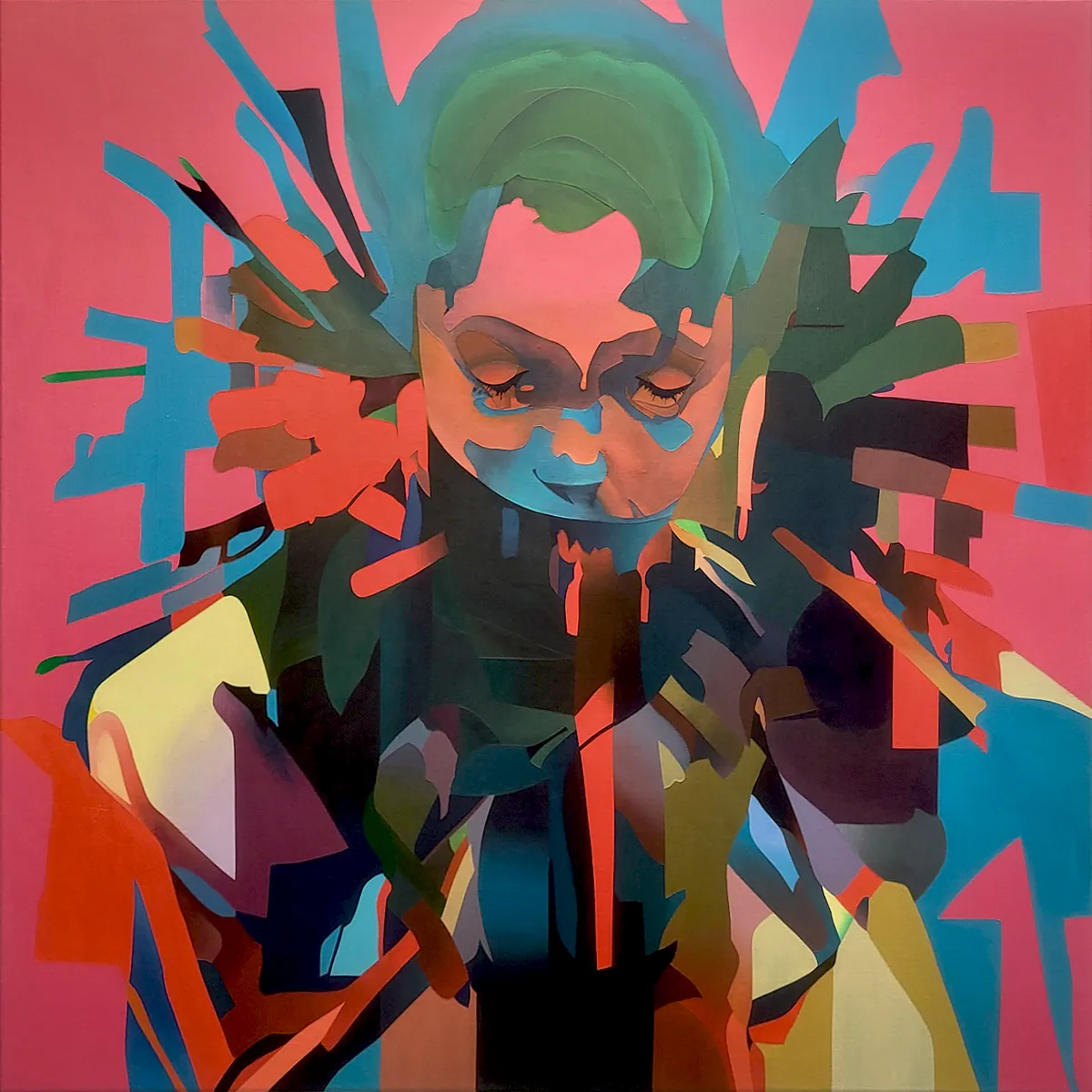 Abstract portrait painting Protection by Paul Kneen