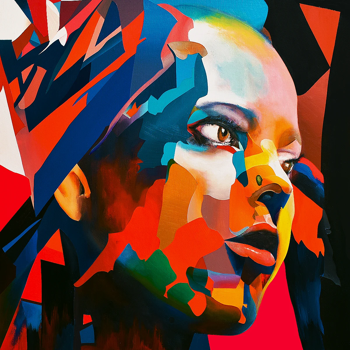 Anxious Expression abstract portrait painting by Paul Kneen