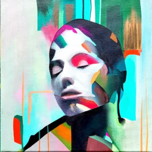 There's space, even here abstract portrait painting by Paul Kneen